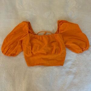 Orange Puff Sleeve Top